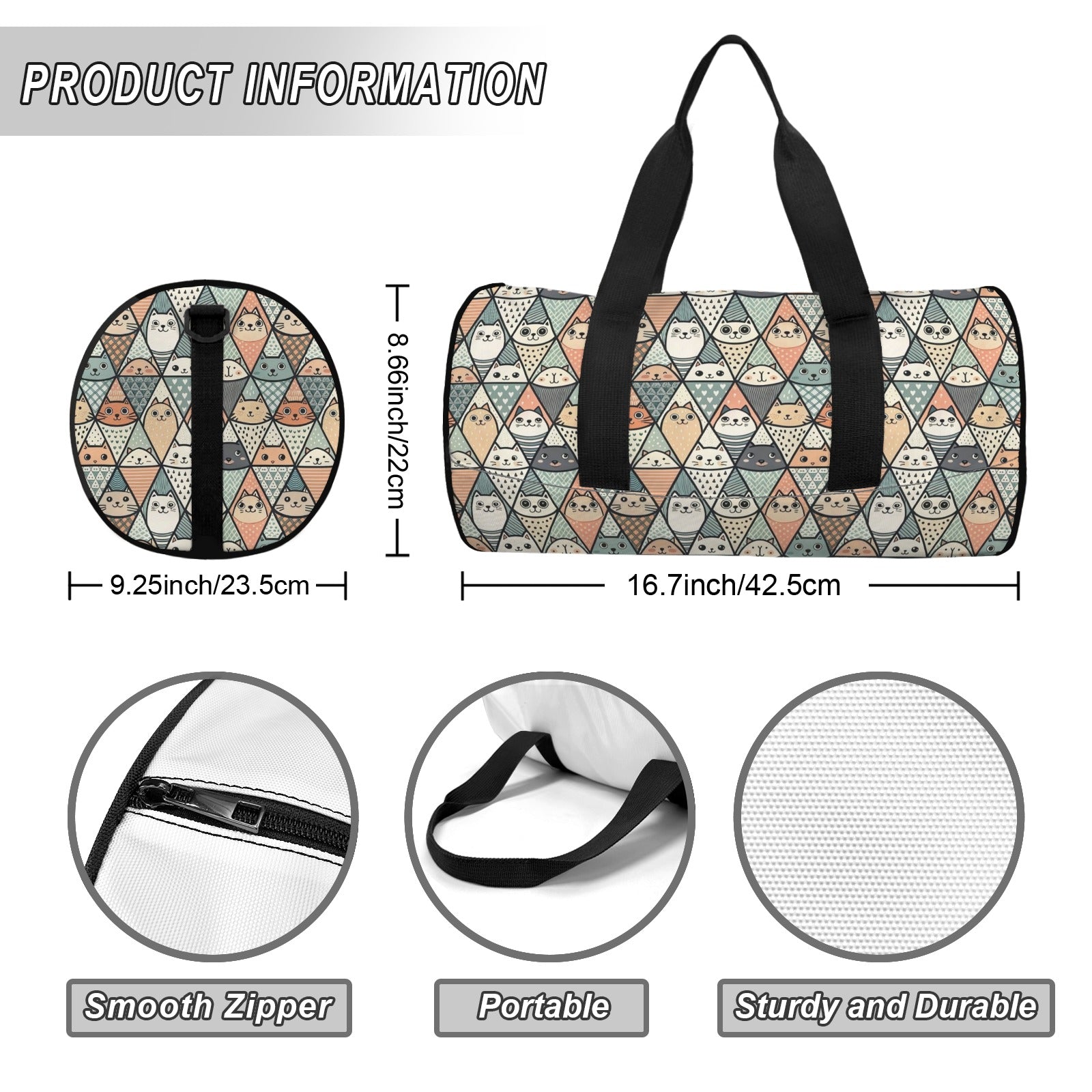 Diamond Cat Pattern Duffle Bag Duffle Bag Printed Offshore