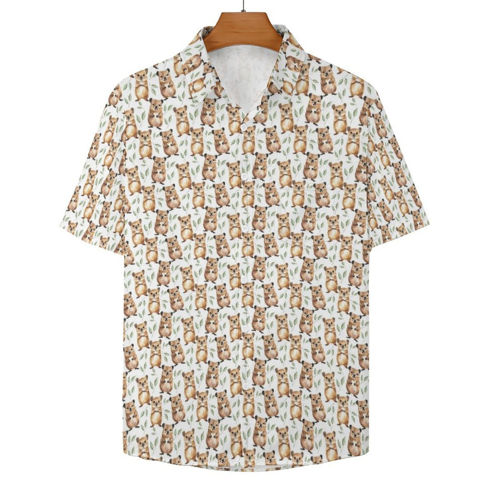 Quokkas Women's Short-Sleeve Button Up Shirt Women's Short-Sleeve Button Up Shirt animal Printed Offshore