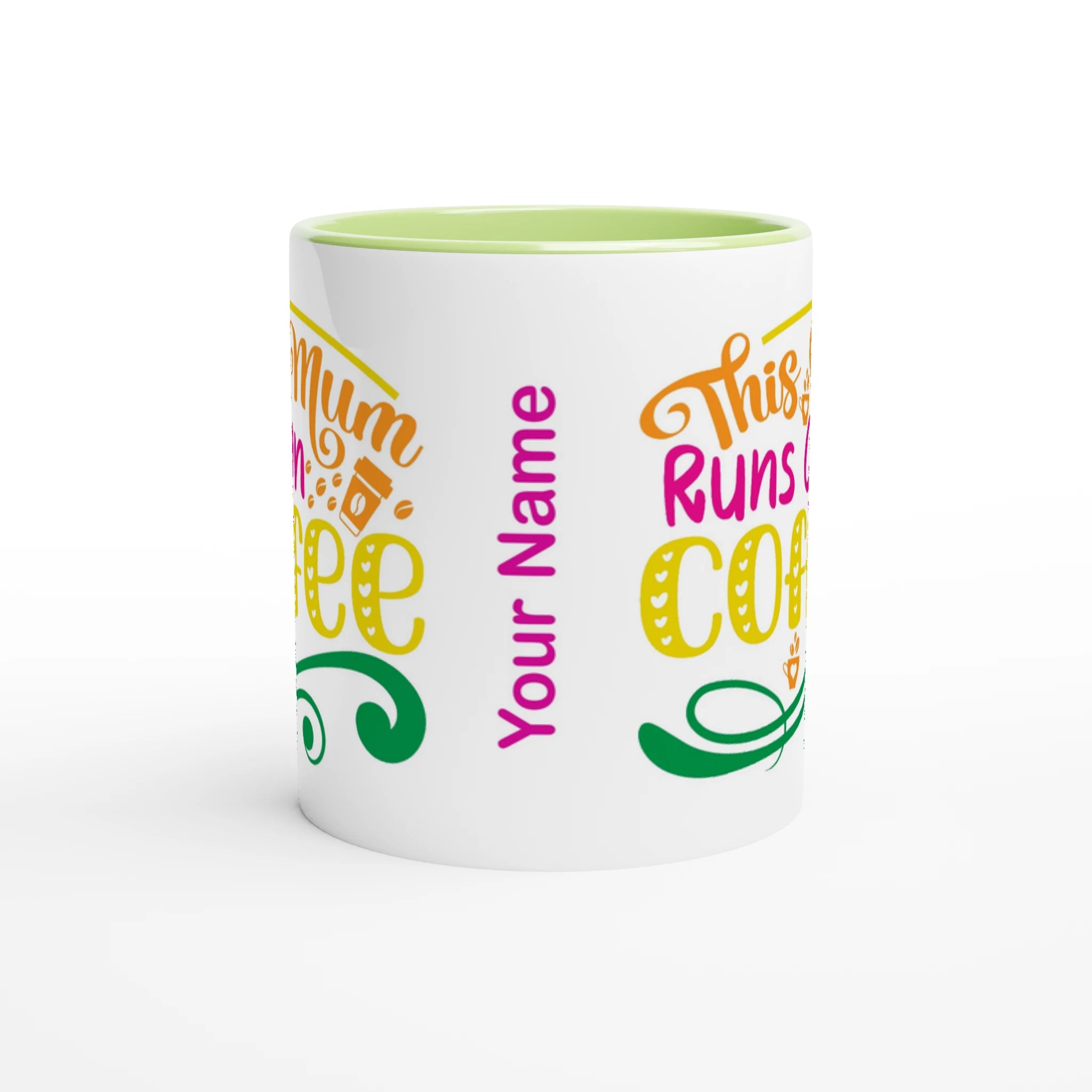 Personalised - This Mum Runs On Coffee - 11oz Ceramic Mug Personalised Mug customise Globally Fulfilled Mum personalise
