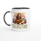 Sloth Race, We'll Get There When We Get There - White 11oz Ceramic Mug with Colour Inside Ceramic Black Colour 11oz Mug animal Globally Fulfilled