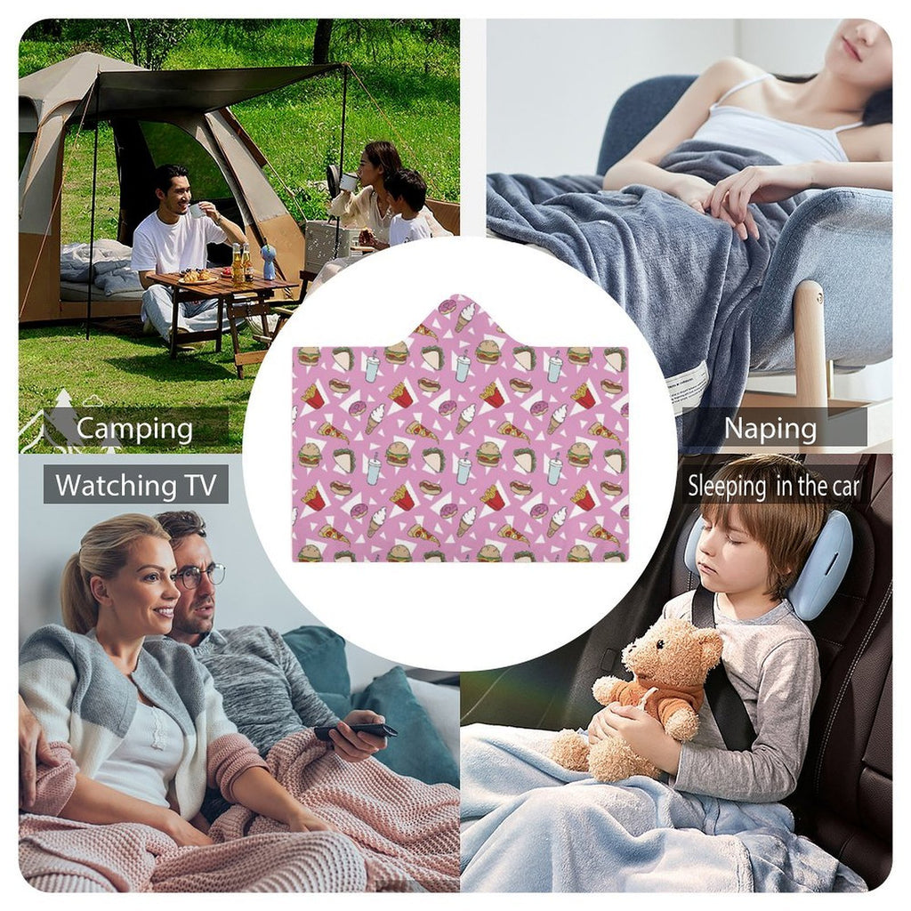 Fast Food Kids Hooded Blanket 100cm x 130cm Kids Hooded Blanket Food Printed Offshore