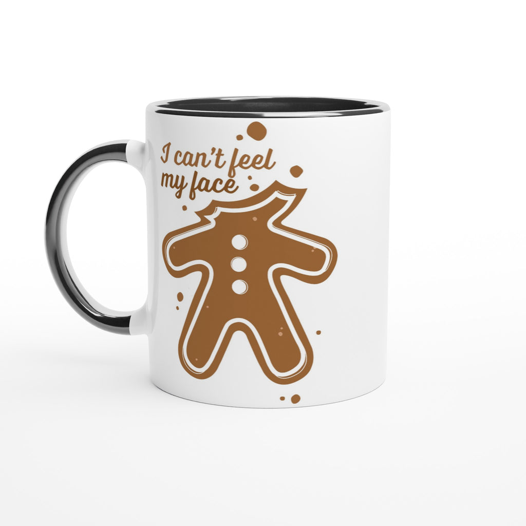 Gingerbread Man, I Can't Feel My Face - White 11oz Ceramic Mug with Colour Inside Ceramic Black Christmas Colour Mug Christmas Globally Fulfilled