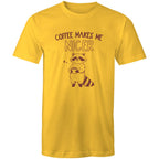 Coffee Makes Me Nicer - Mens T-Shirt Yellow Mens T-shirt animal Coffee Printed In Australia