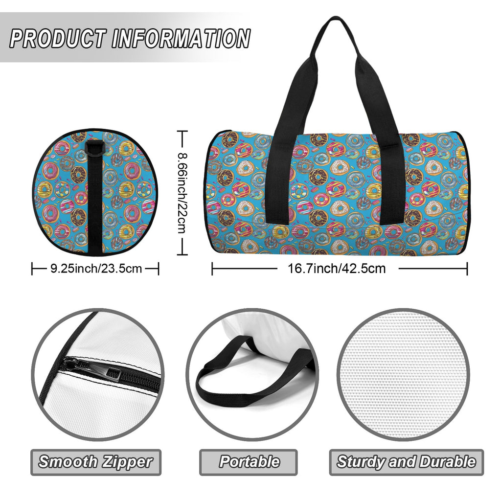 Doughnuts On Blue Duffle Bag Duffle Bag Printed Offshore