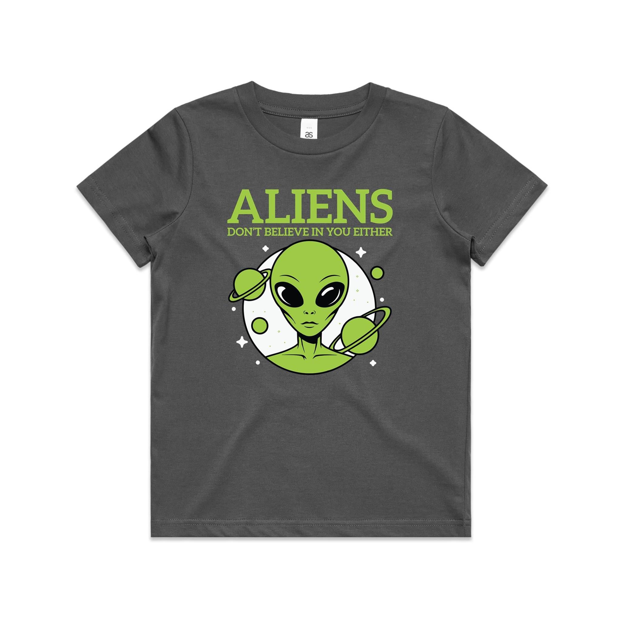 Aliens Don't Believe In You Either Kids AS Colour T-shirt