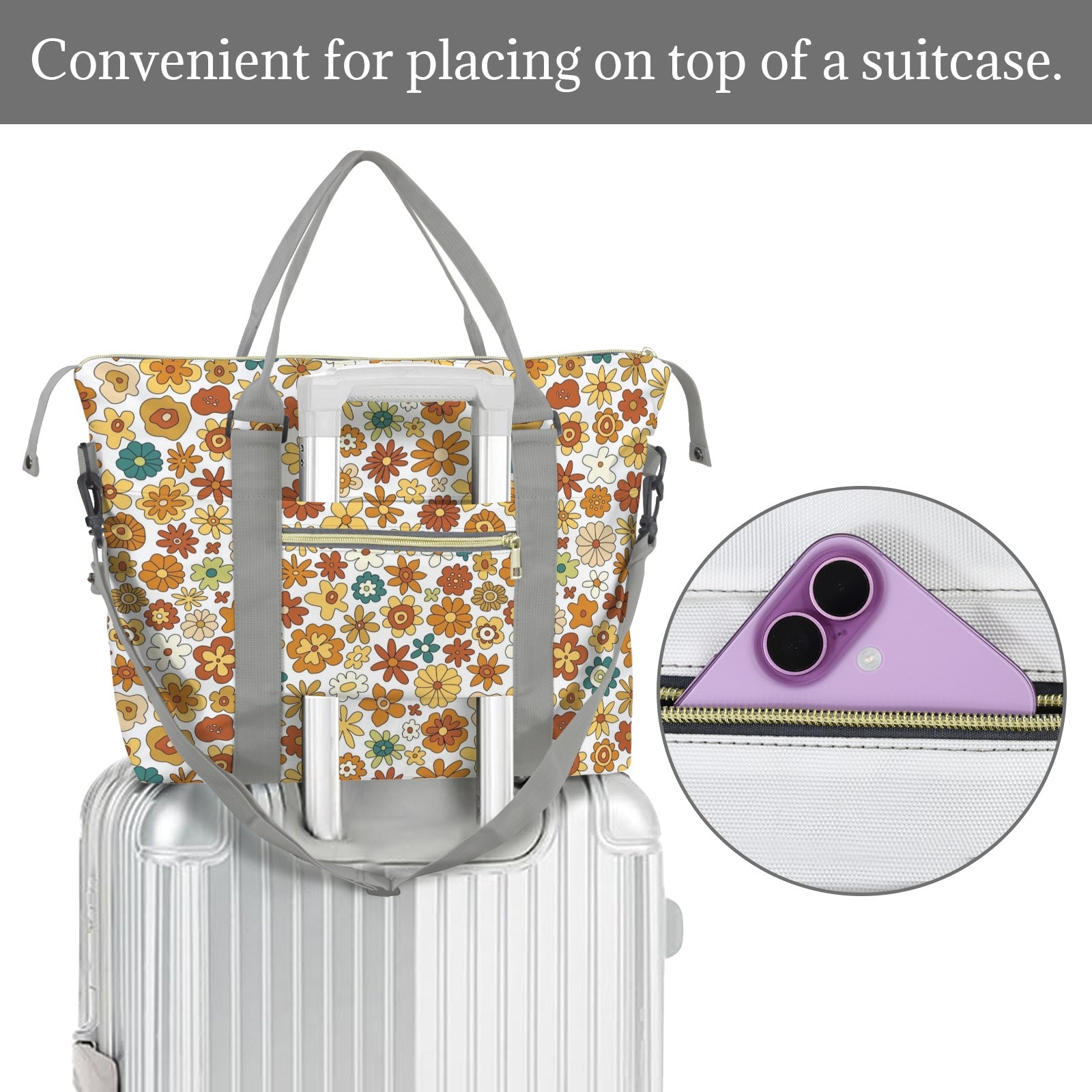 70's Style Floral Duffle Bag-Simple (Model 1715) Duffle Bag-Simple (1715)