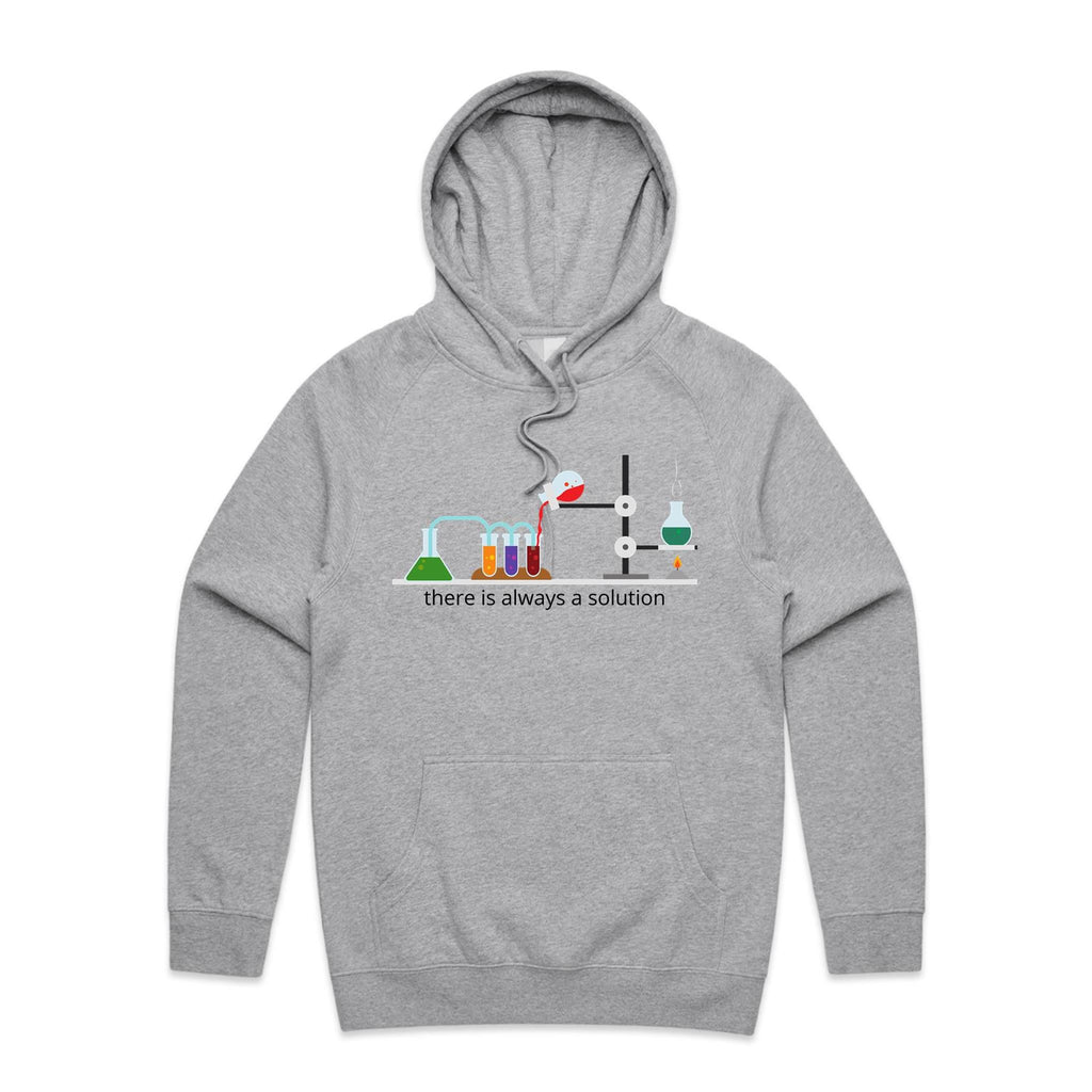 Science Lab, There Is Always A Solution - Mens Hoodie Grey Marle Mens Hoodie Printed In Australia Science