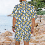 Lemon Seagull Men's Hawaiian Shirt & Shorts Set Men's Hawaiian Shirt & Shorts Set animal Printed Offshore