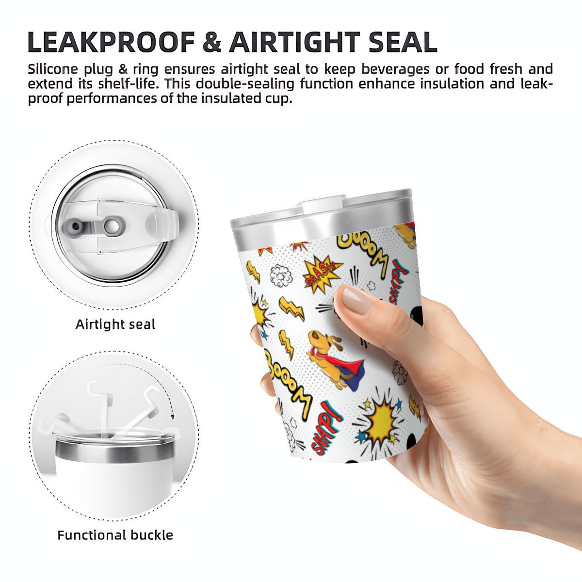 Super Dog Small Stainless Steel Travel Mug Cup 12oz/350ml