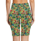 Tropical Comic Book Style Women's Bike Shorts With Side Pockets