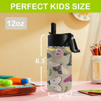 Pretty Moths 12oz Kids Water Bottle with Straw Lid