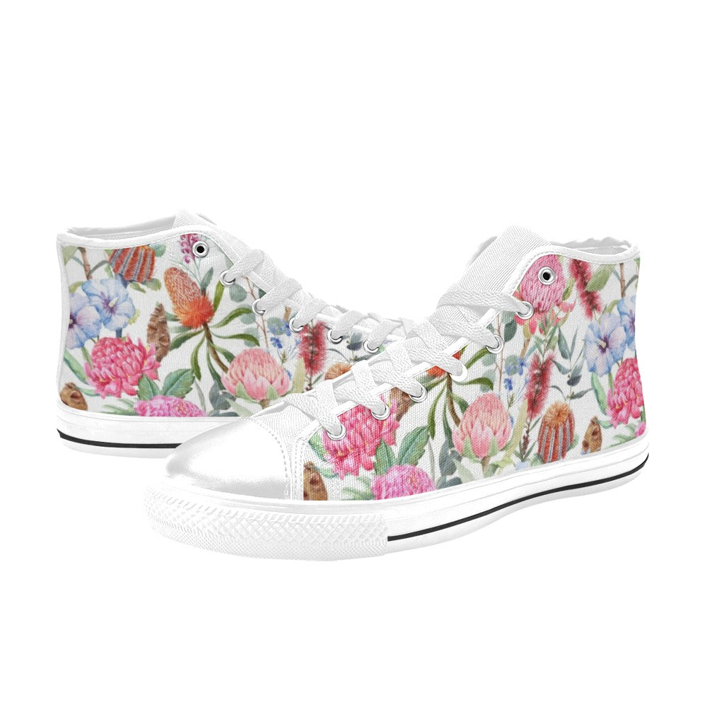Australian Flowers - Kids High Top Canvas Shoes
