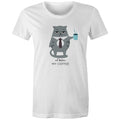 Not Before My Coffee, Cranky Cat - Womens T-shirt White Womens T-shirt Coffee Printed In Australia