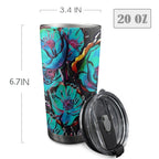 Flower It Blue - 20oz Mobile Tumbler with Lid (Black Lock) 20oz Travel Mug Plants Printed Offshore