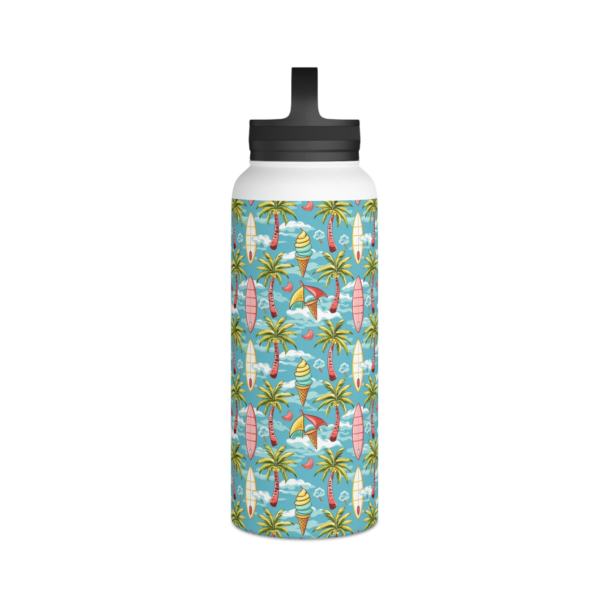 Summer Surf - Stainless Steel Water Bottle, Handle Lid Stainless Steel Water Bottle With Handle Lid Globally Fulfilled Summer Surf