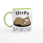 Personalise - Sloth, Sleepy Slothitude - White 11oz Ceramic Mug Ceramic Green Personalised Mug animal customise Globally Fulfilled personalise