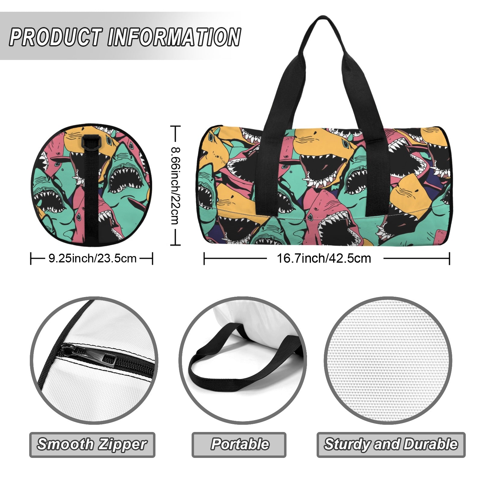 Scary Sharks Duffle Bag Duffle Bag Printed Offshore