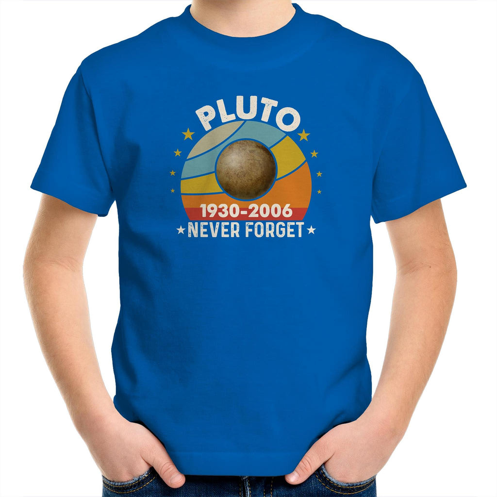 Never Forget Pluto - Kids Youth T-Shirt Bright Royal Kids Youth T-shirt Printed In Australia Space