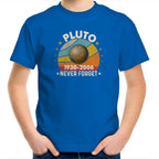 Never Forget Pluto - Kids Youth T-Shirt Bright Royal Kids Youth T-shirt Printed In Australia Space