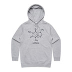 Caffeine Molecule - Womens Hoodie Grey Marle Womens Hoodie Coffee Printed In Australia