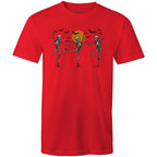 Skeleton Dance, Halloween - Mens T-Shirt Red Mens T-shirt Halloween Printed In Australia
