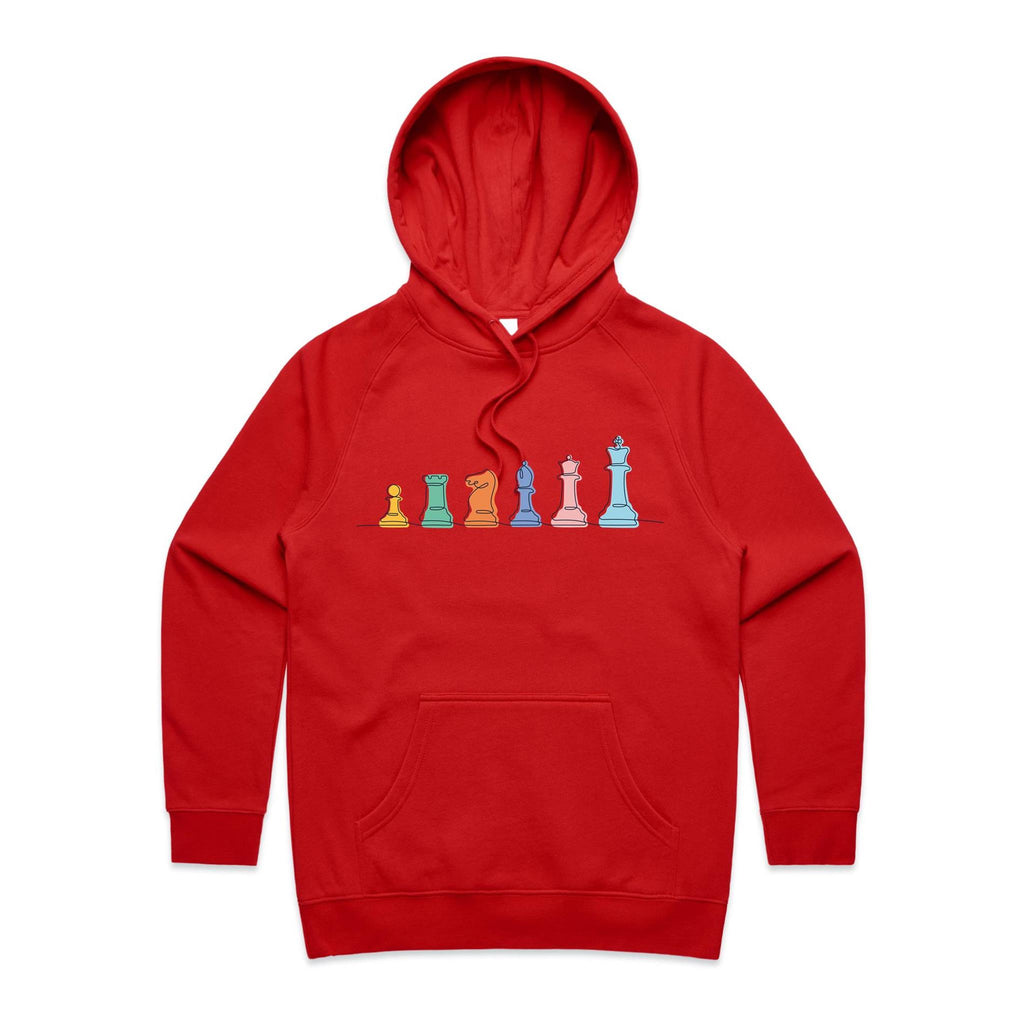 Chess - Womens Hoodie Red Womens 2XL Womens Hoodie Chess Games Printed In Australia