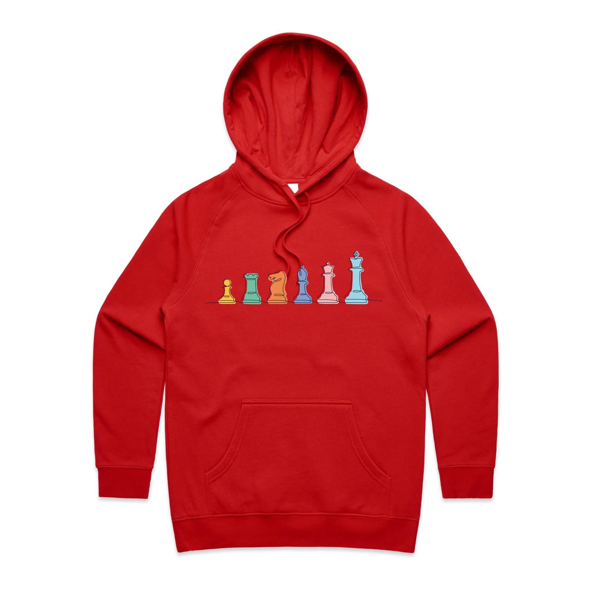 Chess - Womens Hoodie Red Womens 2XL Womens Hoodie Chess Games Printed In Australia