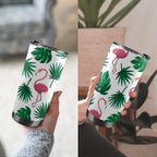 Flamingo Leaves - 20oz Mobile Tumbler with Lid (Black Lock)