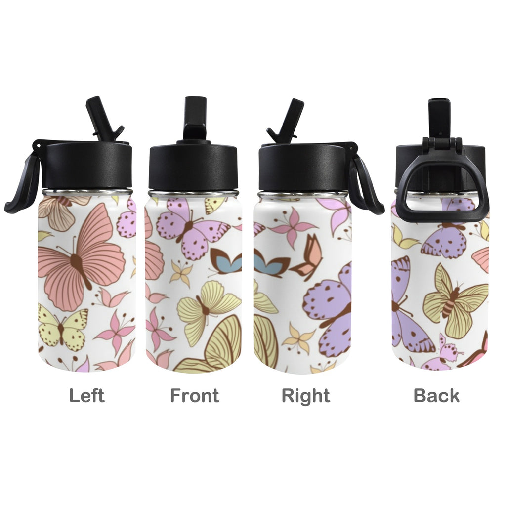 Cartoon Butterfly 12oz Kids Water Bottle with Straw Lid 12oz Kids Water Bottle with Straw Lid Printed Offshore