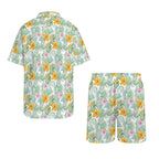 Tropical Flowers And Leaves Men's Hawaiian Shirt & Shorts Set Men's Hawaiian Shirt & Shorts Set Plants Printed Offshore