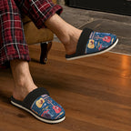 Music Instruments Men's Fur Trim Thick-Sole Indoor Slippers Men's Fur Trimmed Slippers Music Printed Offshore