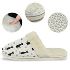 Black Cats Men's Fur Trim Thick-Sole Indoor Slippers Men's Fur Trimmed Slippers animal Printed Offshore