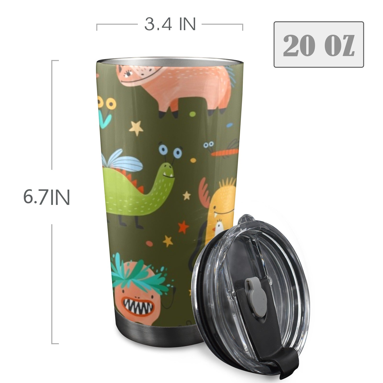 Monsters - 20oz Mobile Tumbler with Lid (Black Lock) 20oz Travel Mug Printed Offshore Sci Fi