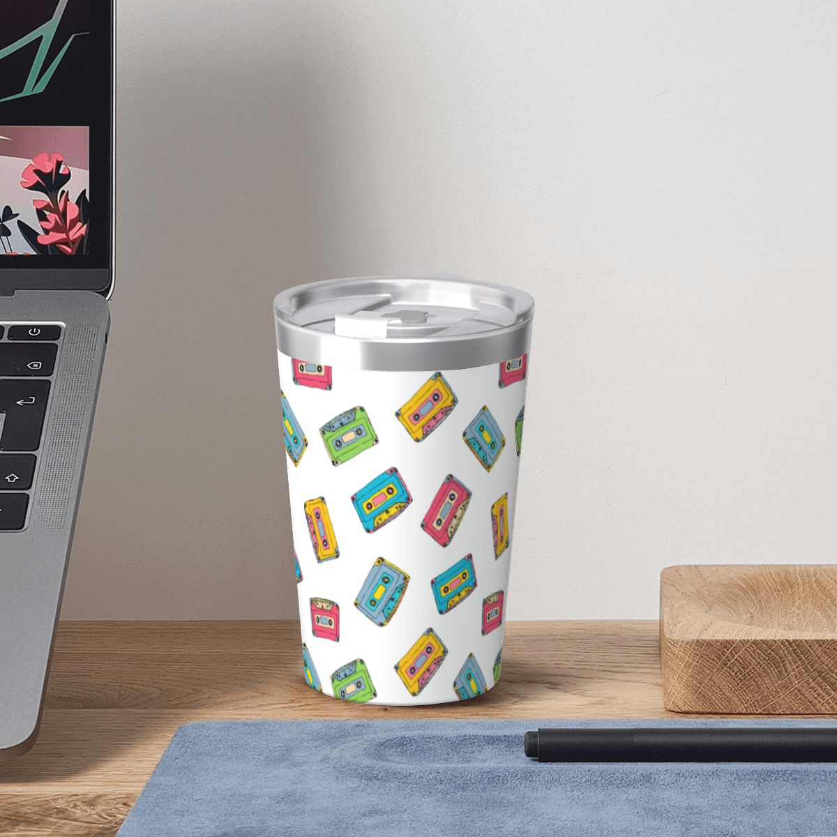 Colourful Cassettes Small Stainless Steel Travel Mug Cup 12oz/350ml