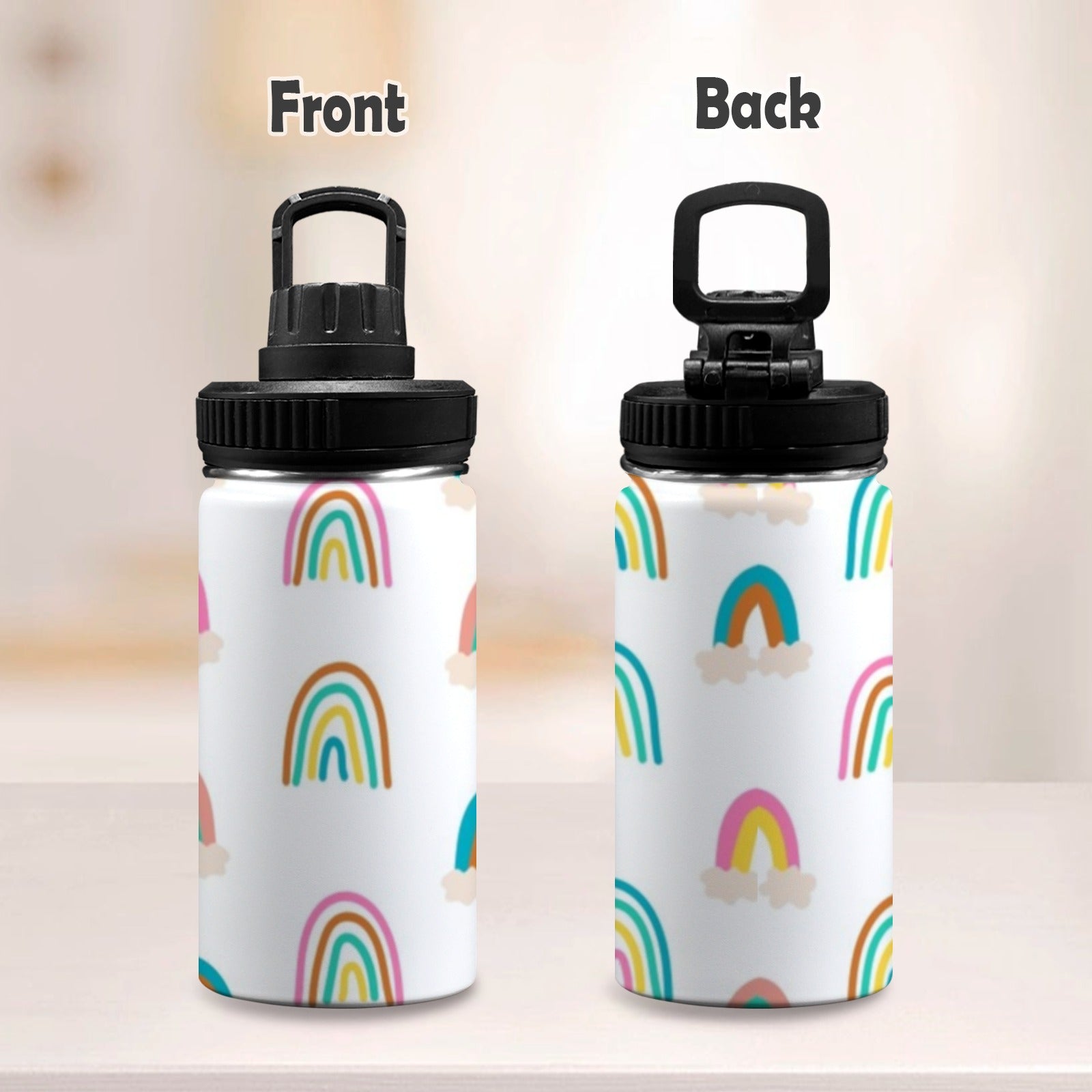 Cloud Rainbows - Kids Water Bottle with Chug Lid (12 oz) Kids Water Bottle with Chug Lid Printed Offshore