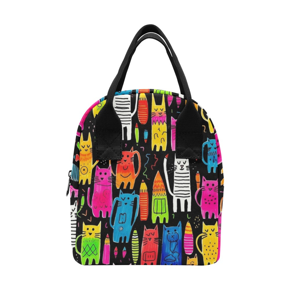 Colourful Cats - Zipper Lunch Bag One Size Zipper Lunch Bag Printed Offshore