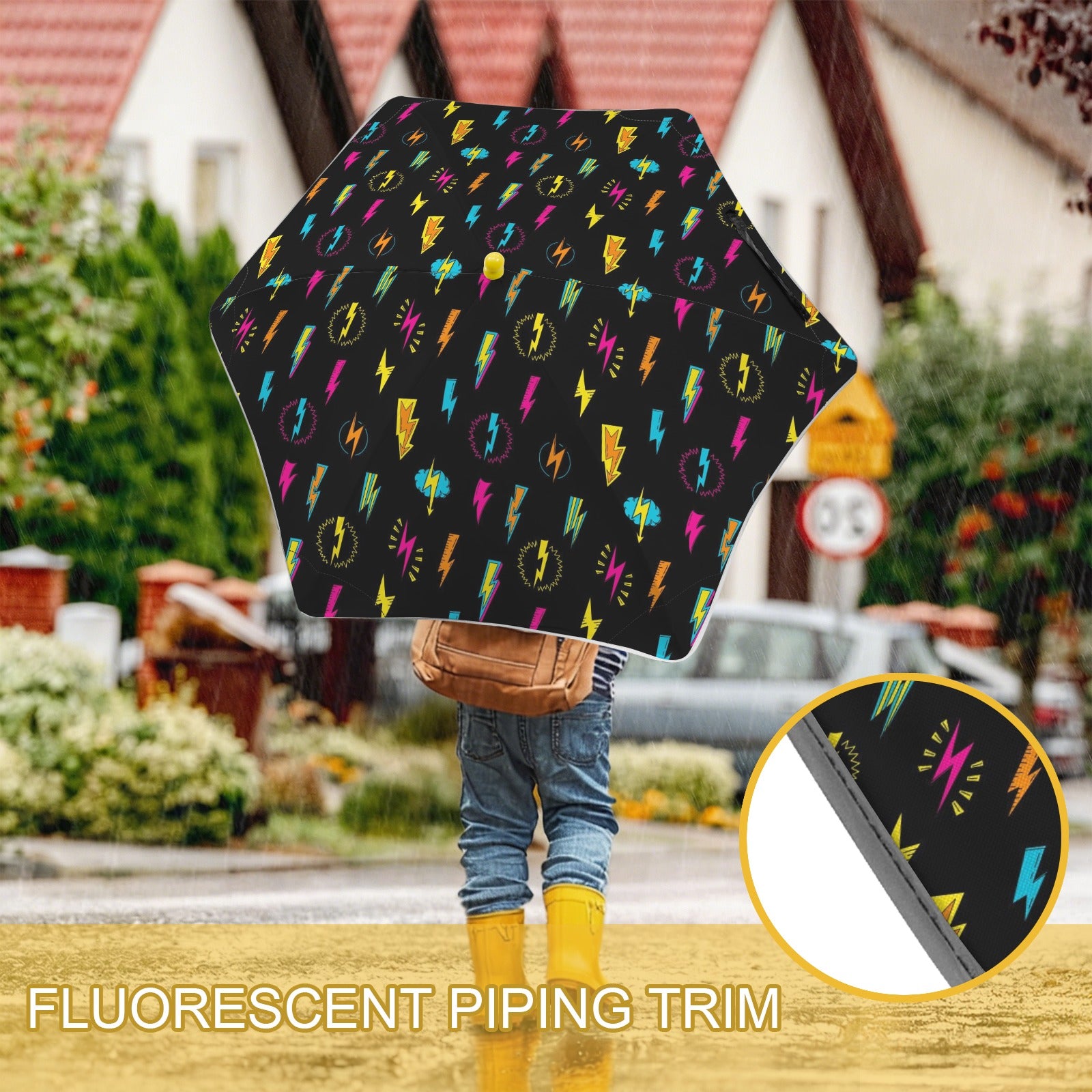 Fun Lightning Kids Safe Round Corner Umbrella Kids Safe Round Corner Umbrella comic Printed Offshore