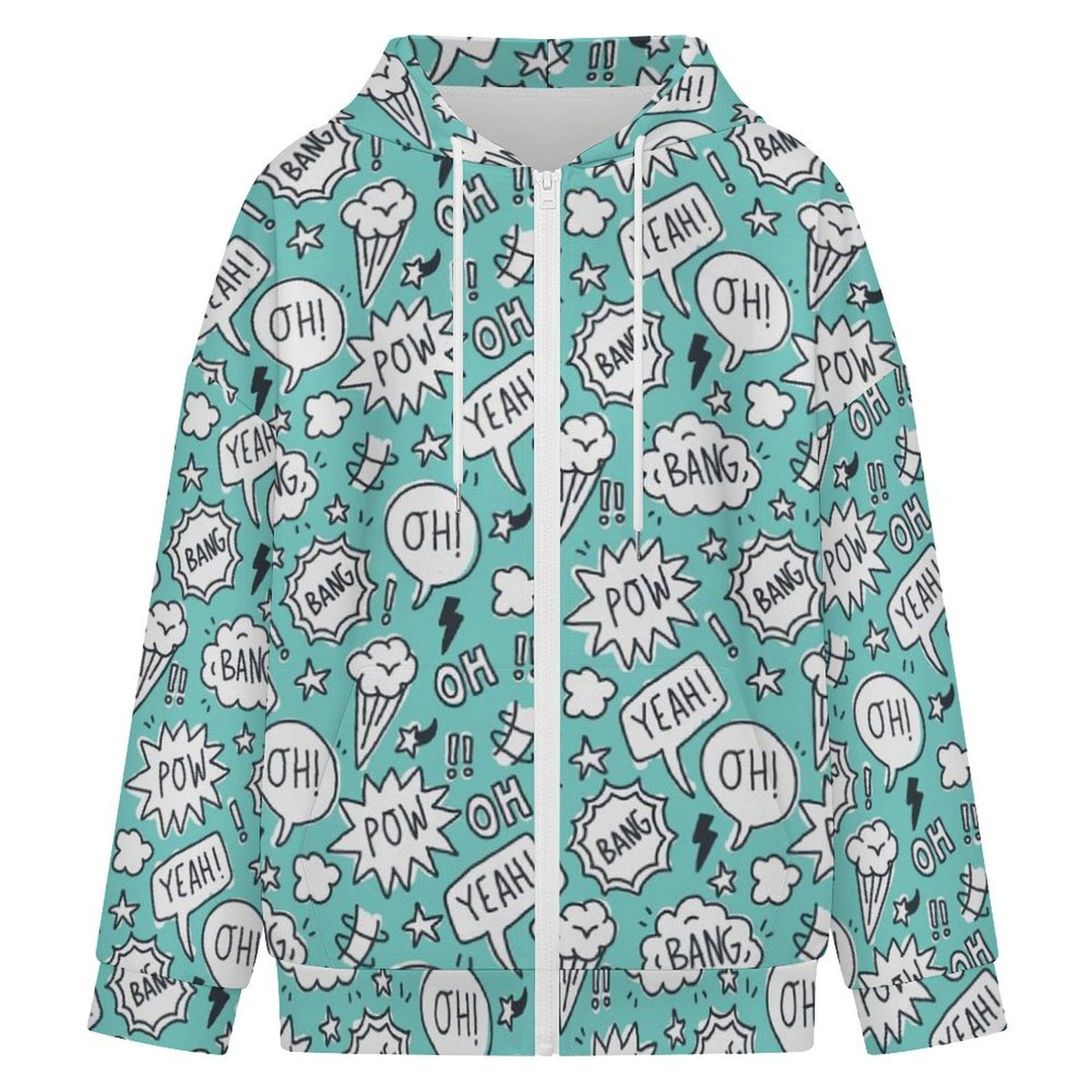 Comic Book Speech Bubbles Women's Full-Zip Hoodie