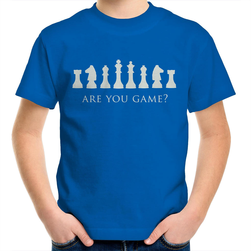 Are You Game, Chess Kids Youth T-Shirt Bright Royal Kids Youth T-shirt Chess Games Printed In Australia