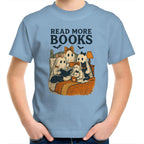 Read More Books, Halloween Ghosts - Kids Youth T-Shirt Carolina Blue Kids Youth T-shirt Halloween Printed In Australia Reading