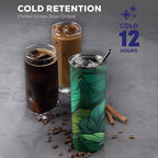 Tropical Leaves - 20oz Tall Skinny Tumbler with Lid and Straw