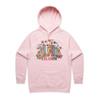 Freedom, Reading Books - Womens Hoodie Pink Womens Hoodie Printed In Australia Reading