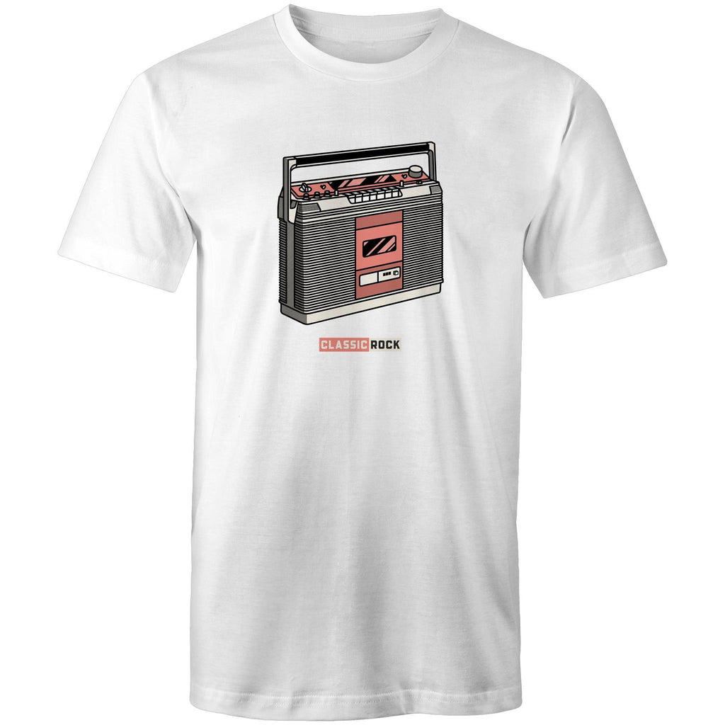 Classic Rock, Cassette Player - Mens T-Shirt White Mens T-shirt Music Printed In Australia Retro