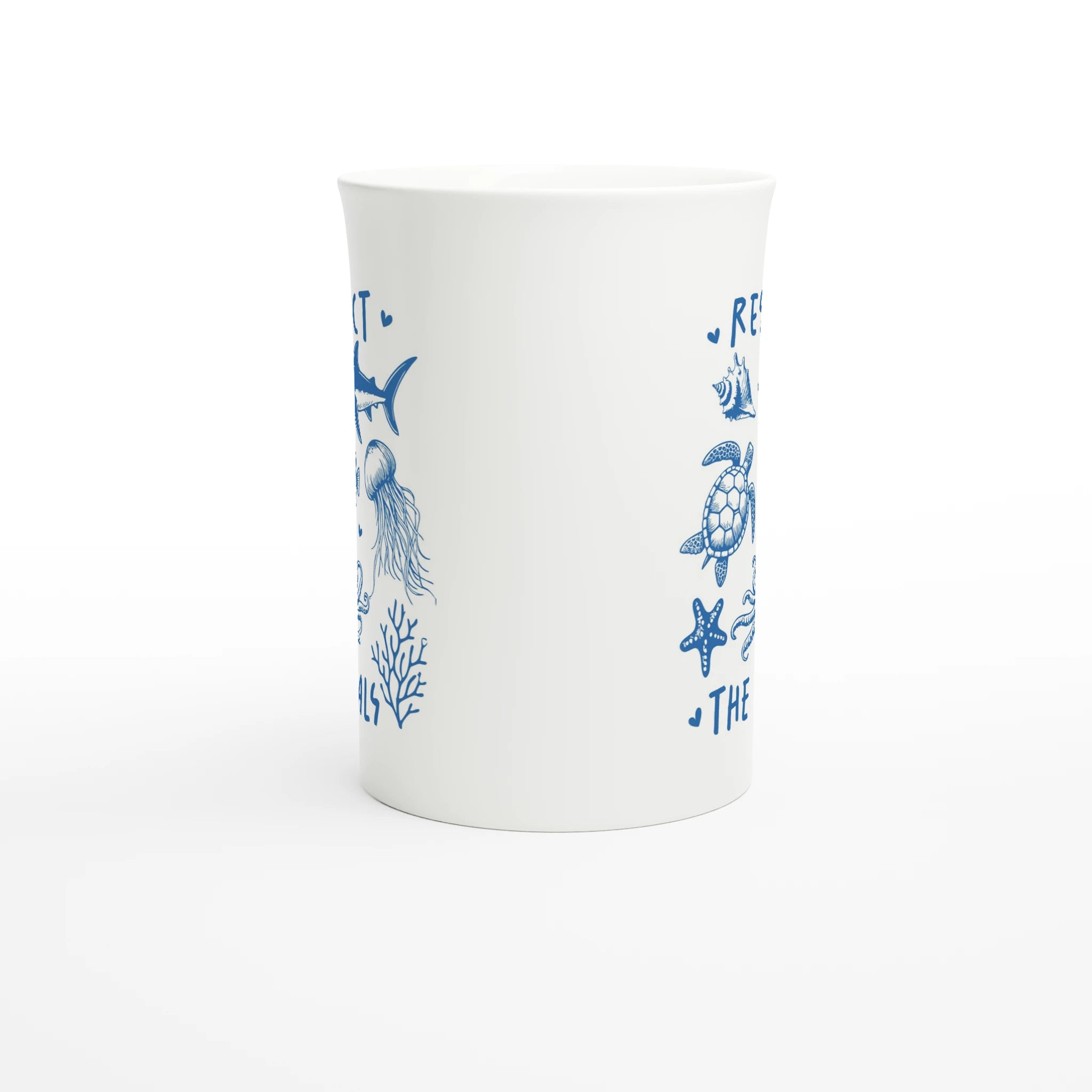 Respect The Locals, Sea Life - White 10oz Porcelain Slim Mug Porcelain Mug animal Globally Fulfilled Ocean