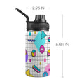80's Grid - Kids Water Bottle with Chug Lid (12 oz)