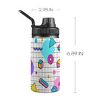 80's Grid - Kids Water Bottle with Chug Lid (12 oz)