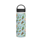 Parrots, Beautiful Colourful Birds Stainless Steel Water Bottle, Handle Lid White 18oz Stainless Steel Water Bottle With Handle Lid Birds Globally Fulfilled
