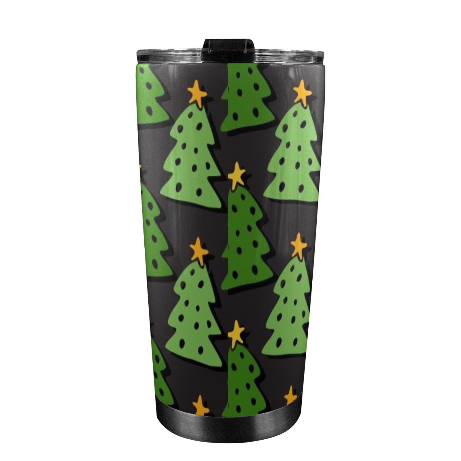 Christmas Trees - 20oz Mobile Tumbler with Lid (Black Lock) 20oz Travel Mug Christmas Printed Offshore
