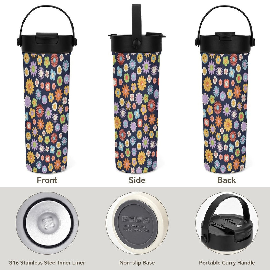 Groovy Flowers 20oz Tea Tumbler with Carry Handle