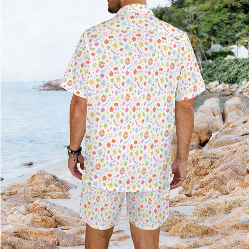 Abstract Colourful Shapes Men's Hawaiian Shirt & Shorts Set Men's Hawaiian Shirt & Shorts Set Printed Offshore